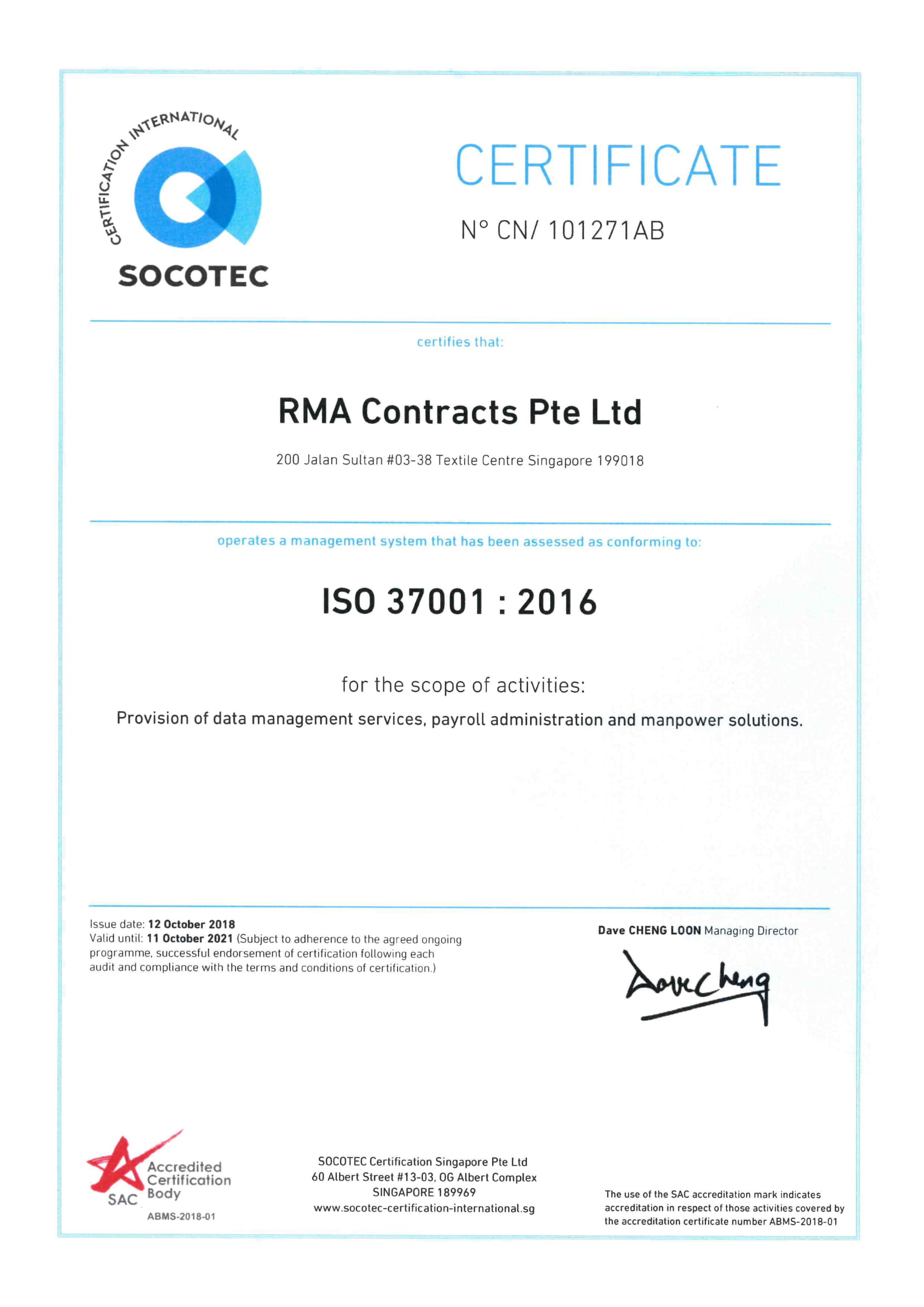 RMA Contracts ISO 37001 2021-1